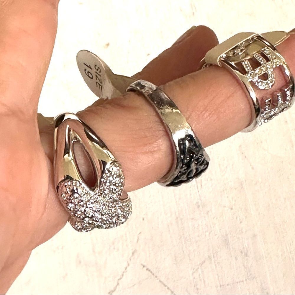 Silver tone ring bundle of 3 - Picture 4 of 7